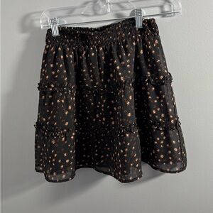 Le Lis Black and Brown Floral Mini Skirt